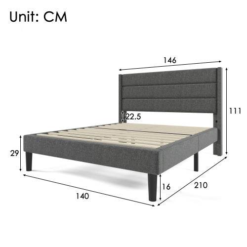 Linen Bed Frame With Slatted Frame - Tarteebstudio