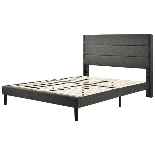 Linen Bed Frame With Slatted Frame - Tarteebstudio