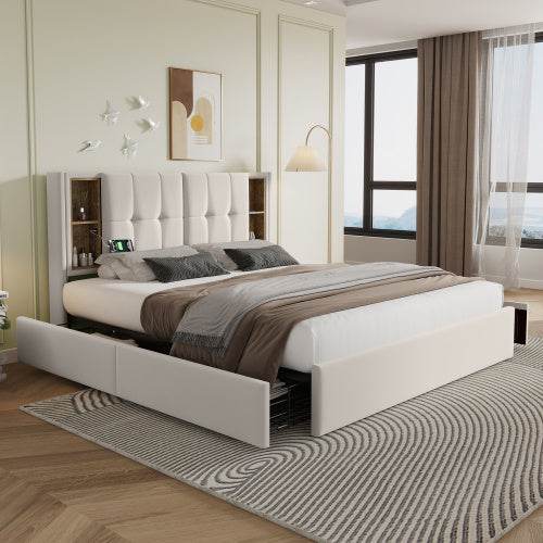 Luxury Metal & Velvet Bed Frame – Upholstered Queen/King Size Bed with Sturdy Steel Frame – Elegant Bedroom Furniture with Button-Tufted Headboard - Tarteebstudio