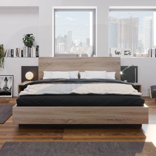 Natural Solid Wood Double Bed – Queen Size Wooden Bed Frame with Slatted Base – Handcrafted Bedroom Furniture in Oak, Pine or Walnut Finish - Tarteebstudio
