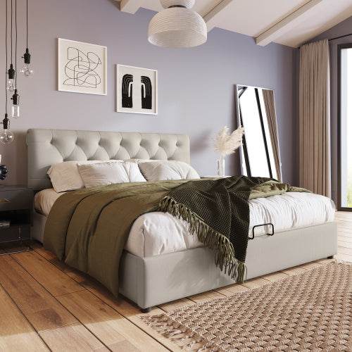 PU Leather & Wood Bed Frame with Slatted Base & Upholstered Headboard – Modern Bedroom Furniture in Queen & King Size – Easy Assembly - Tarteebstudio