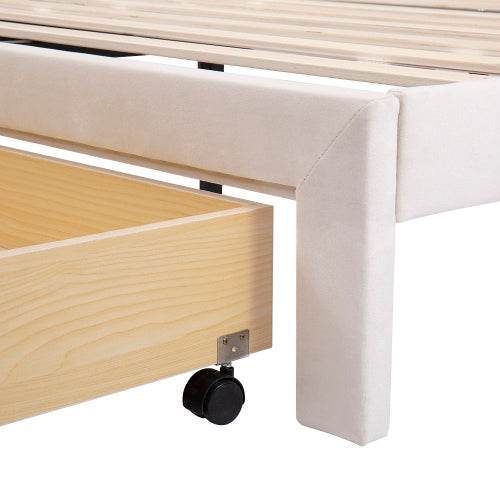 Polsterbett ohne Matratze – Modernes Bettgestell aus Faserplatten & Metall | Plattformbett mit Lattenrost – Matratze separat erhältlich - Tarteebstudio