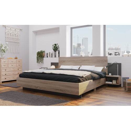 Natural Solid Wood Double Bed – Queen Size Wooden Bed Frame with Slatted Base – Handcrafted Bedroom Furniture in Oak, Pine or Walnut Finish - Tarteebstudio