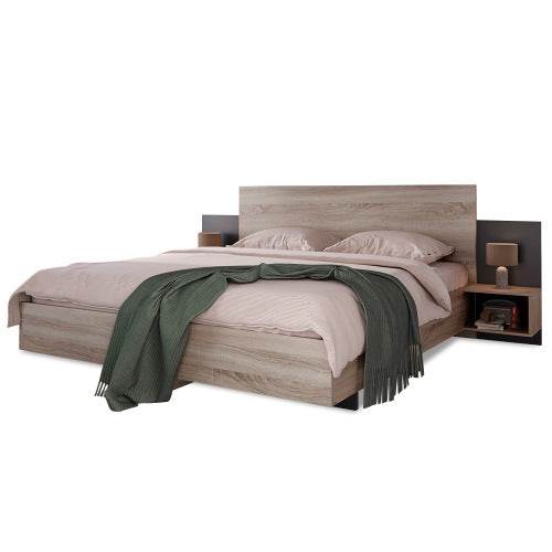 Natural Solid Wood Double Bed – Queen Size Wooden Bed Frame with Slatted Base – Handcrafted Bedroom Furniture in Oak, Pine or Walnut Finish - Tarteebstudio