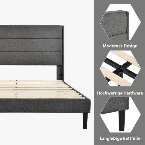 Linen Bed Frame With Slatted Frame - Tarteebstudio