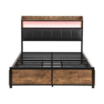 PU Leather & Wood Bed Frame with Slatted Base & Upholstered Headboard – Modern Bedroom Furniture in Queen & King Size – Easy Assembly - Tarteebstudio