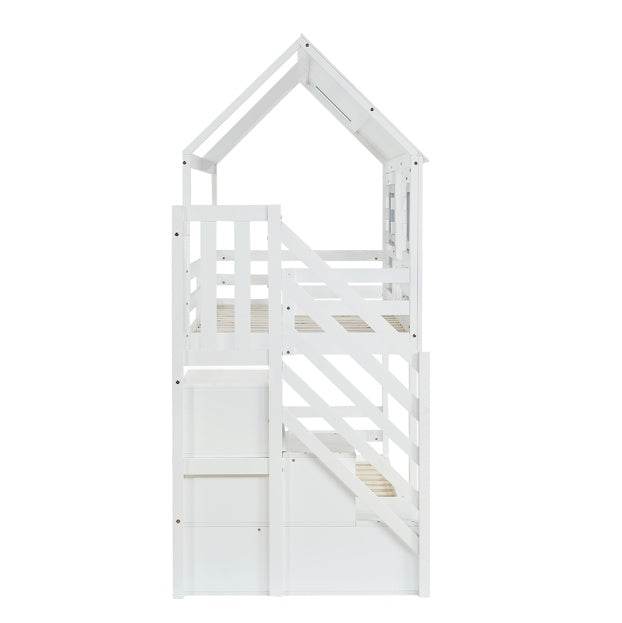 Massivholz Doppelschicht Babybett – 2in1 Hoch-/Flachbett für Babys & Kleinkinder – Verstellbares Kinderbett mit Naturlack, Weiß oder in Eiche geölt - Tarteebstudio
