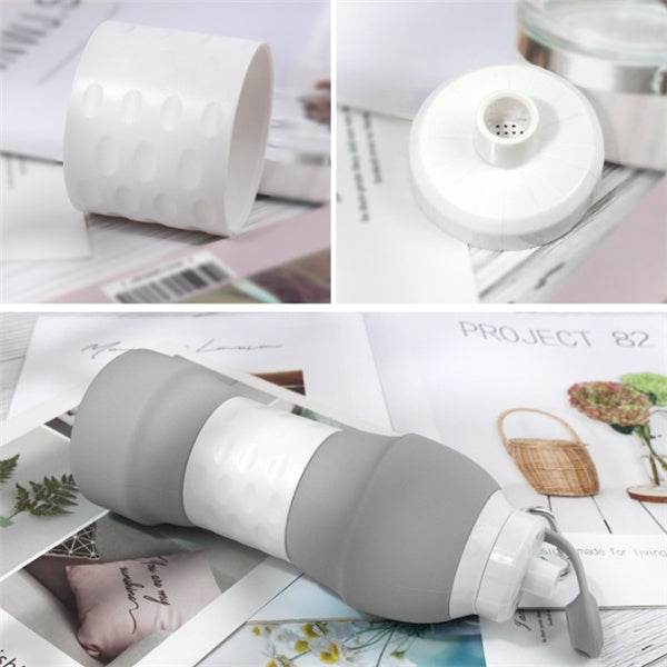 Collapsible Silicone Water Bottle – Leak-Proof Foldable Water Bottle 500ml/1L | BPA-Free, Lightweight & Portable Reusable Drinking Bottle for Travel, Gym, Camping or Office Use - Tarteebstudio