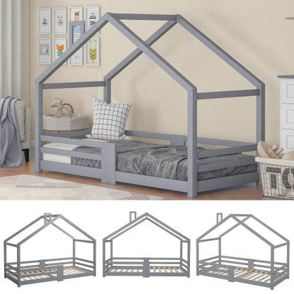 Natural Pine Children's House Bed – Wooden Loft Bed with Playhouse Design – Safe & Sturdy Toddler or Kids Bed in Eco-Friendly Solid Wood - Tarteebstudio