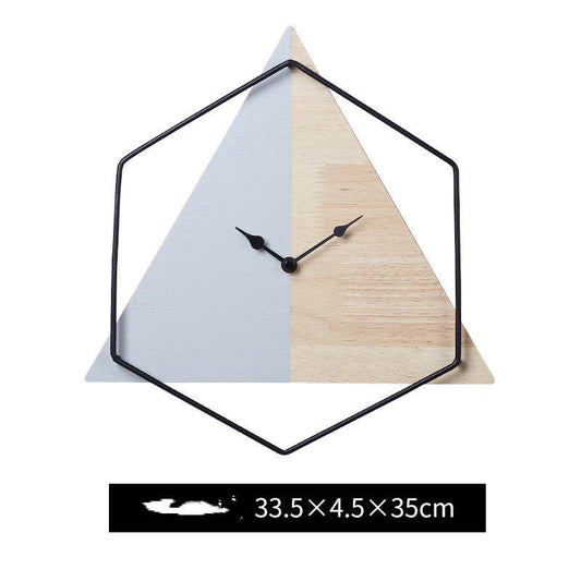 Modern Wooden Wall Clock - Minimalist Silent Non-Ticking, Scandinavian Geometric Design, 12/24 Hour Time, Battery Operated, Large Decorative Clock for Living Room, Bedroom, Office (12/16 Inch) - Tarteebstudio