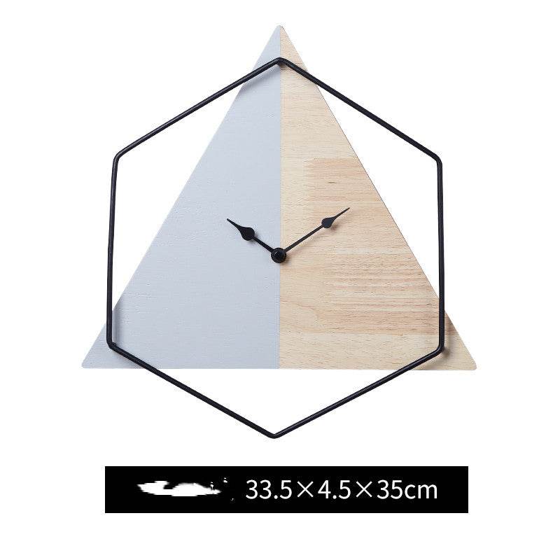 Modern Wooden Wall Clock - Minimalist Silent Non-Ticking, Scandinavian Geometric Design, 12/24 Hour Time, Battery Operated, Large Decorative Clock for Living Room, Bedroom, Office (12/16 Inch) - Tarteebstudio