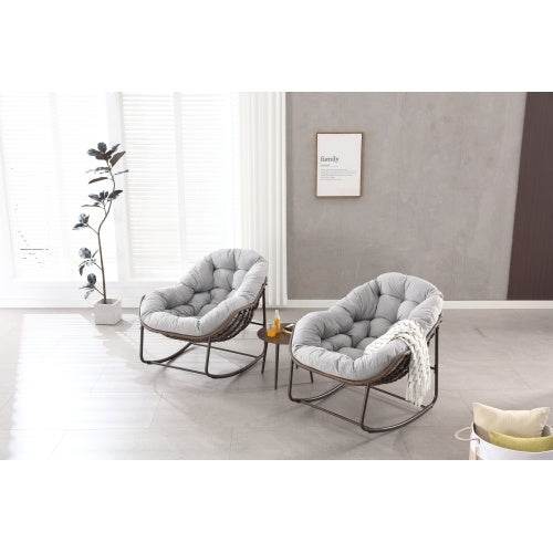 Robuste Metall-Schaukelstühle für Innen & Außen – Bequeme Garten- und Wohnzimmer Stühle mit Polsterung, UV-beständig & Wetterfest – Ideal für Terrasse, Balkon & Wohnraum - Tarteebstudio