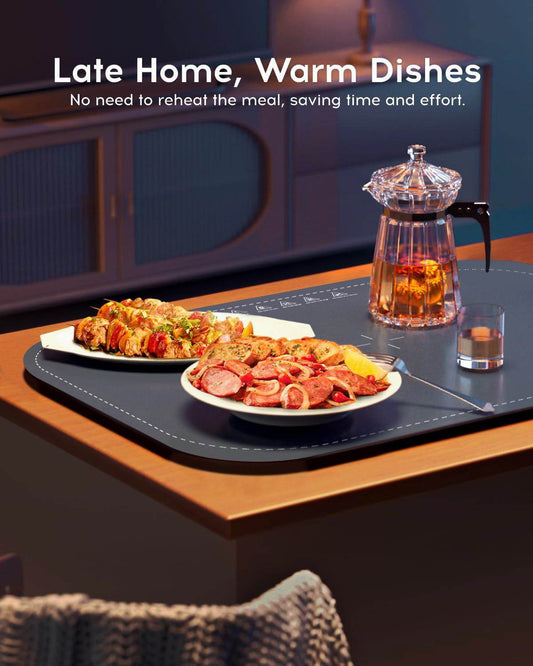 Willing 250W Food Warming Mat – 3 Temperature Settings | Portable Electric Warming Tray for Ceramics, Glass & Stainless Steel Dishes | Ideal for Buffet, Dinner, Party – Navy Blue - Tarteebstudio