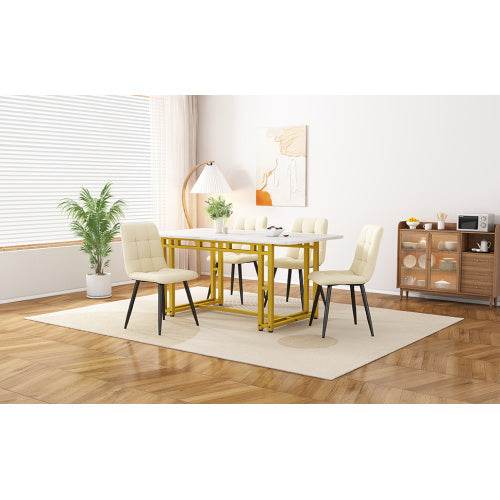 Modern Rectangular Dining Table with Metal Frame – Stylish Kitchen & Living Room Table for Home & Office Use - Tarteebstudio