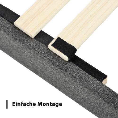 Linen Bed Frame With Slatted Frame - Tarteebstudio