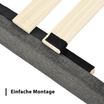 Linen Bed Frame With Slatted Frame - Tarteebstudio
