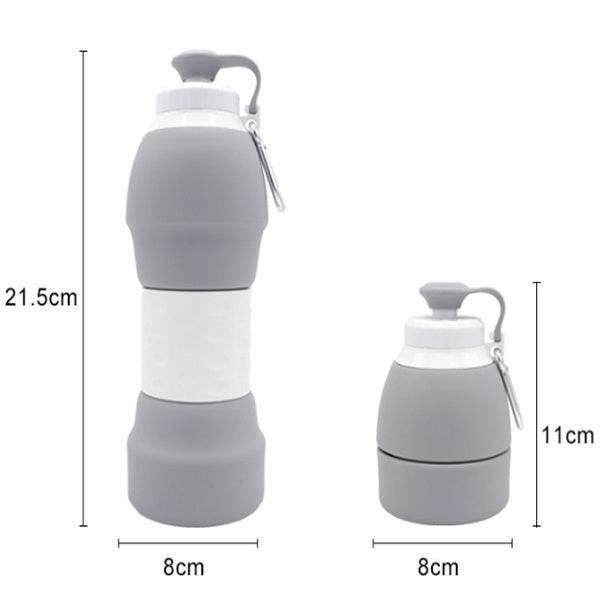 Collapsible Silicone Water Bottle – Leak-Proof Foldable Water Bottle 500ml/1L | BPA-Free, Lightweight & Portable Reusable Drinking Bottle for Travel, Gym, Camping or Office Use - Tarteebstudio