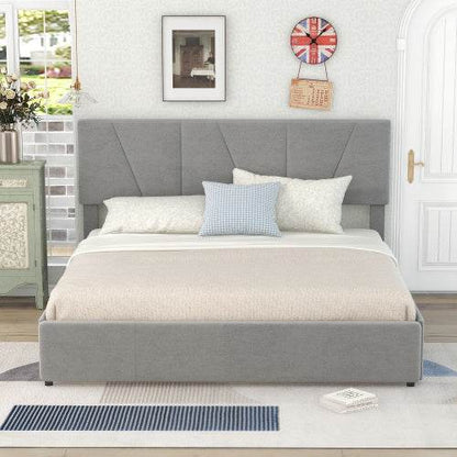 Luxury Decorated King-Size Upholstered Platform Bed – Elegant Button-Tufted Headboard with Wooden Slats Support – Modern Bedroom Furniture in Queen & King Size - Tarteebstudio