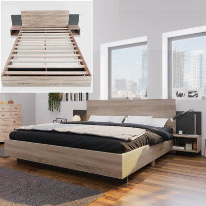 Natural Solid Wood Double Bed – Queen Size Wooden Bed Frame with Slatted Base – Handcrafted Bedroom Furniture in Oak, Pine or Walnut Finish - Tarteebstudio