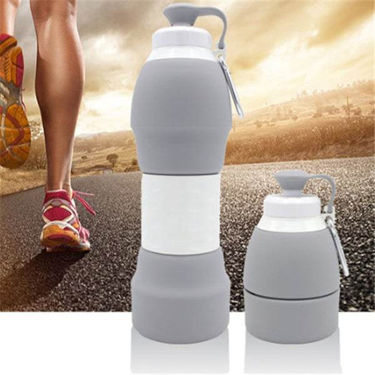 Collapsible Silicone Water Bottle – Leak-Proof Foldable Water Bottle 500ml/1L | BPA-Free, Lightweight & Portable Reusable Drinking Bottle for Travel, Gym, Camping or Office Use - Tarteebstudio