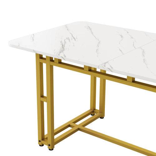Modern Rectangular Dining Table with Metal Frame – Stylish Kitchen & Living Room Table for Home & Office Use - Tarteebstudio