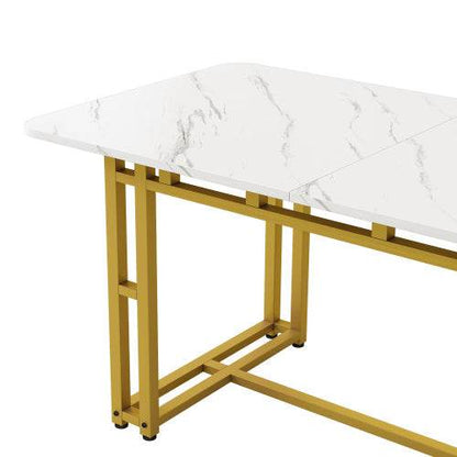 Modern Rectangular Dining Table with Metal Frame – Stylish Kitchen & Living Room Table for Home & Office Use - Tarteebstudio