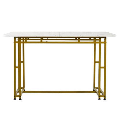 Modern Rectangular Dining Table with Metal Frame – Stylish Kitchen & Living Room Table for Home & Office Use - Tarteebstudio
