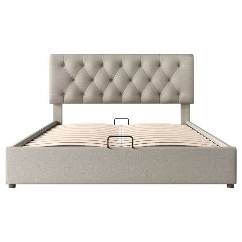 PU Leather & Wood Bed Frame with Slatted Base & Upholstered Headboard – Modern Bedroom Furniture in Queen & King Size – Easy Assembly - Tarteebstudio