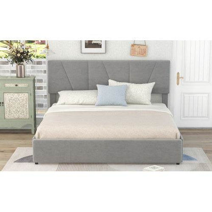 Luxury Decorated King-Size Upholstered Platform Bed – Elegant Button-Tufted Headboard with Wooden Slats Support – Modern Bedroom Furniture in Queen & King Size - Tarteebstudio