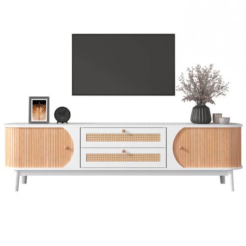 Affordable Particleboard TV Cabinet – Modern MDF Entertainment Center with Storage Shelves & Cable Management – Ideal for Living Room or Home Theater - Tarteebstudio