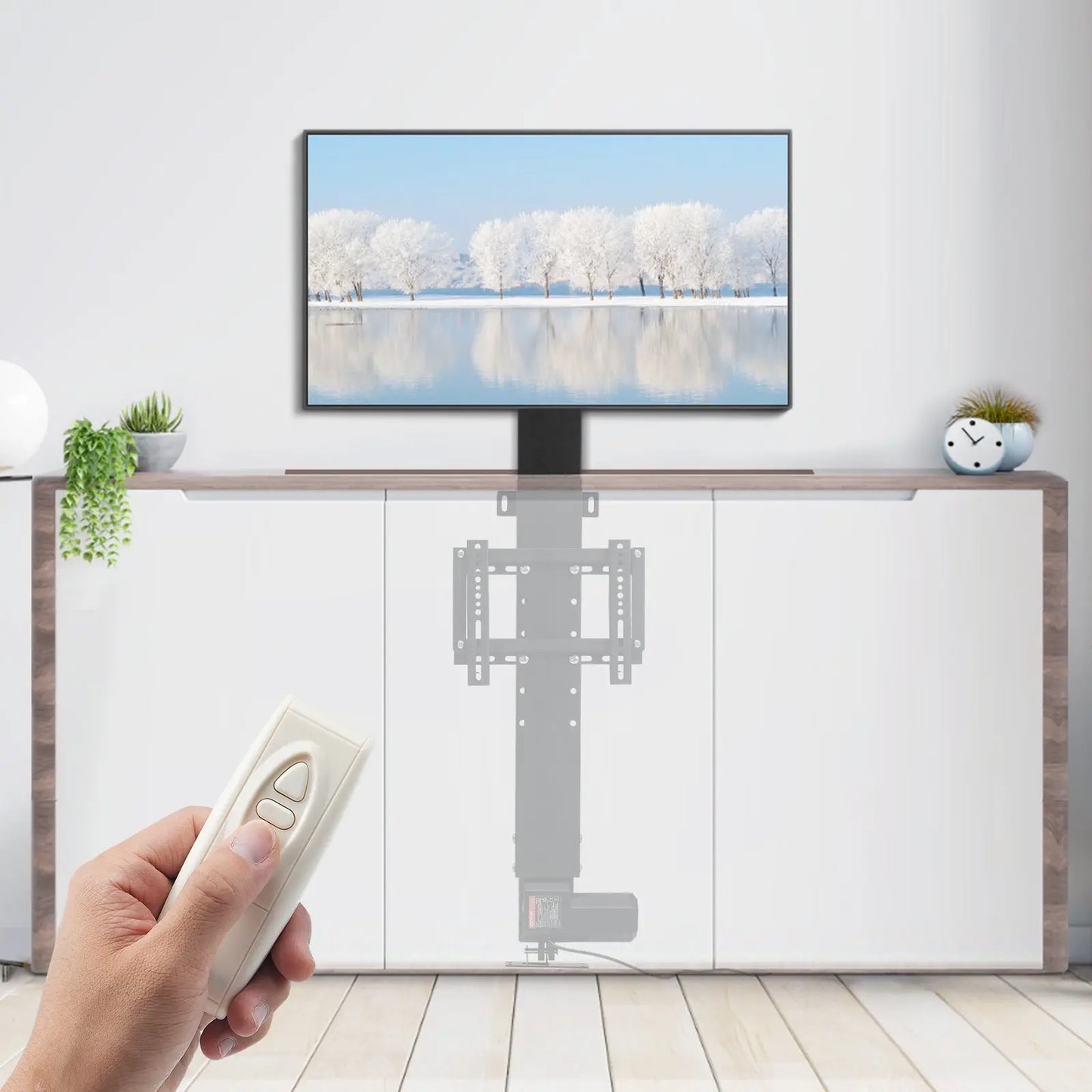 Motorisierter TV-Ständer für 28-32 Zoll – Automatischer TV-Lift mit Höhenverstellung (77-127 cm) | Stabile TV-Halterung bis 60 kg für LCD, LED & Plasma – Ideal für Wohnzimmer oder Büro