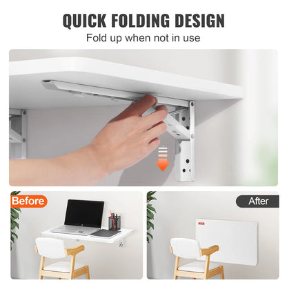 Weißer Klapptisch – Wandtisch mit 45 kg Tragkraft | Maße: 60x40x15 cm – Ideal als Küchenablage, Schreibtisch oder Raumspartisch für Studenten, Mieter & Einzelzimmer