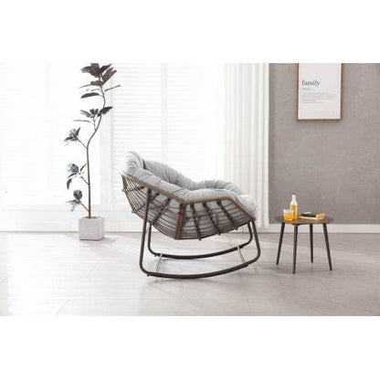 Robuste Metall-Schaukelstühle für Innen & Außen – Bequeme Garten- und Wohnzimmer Stühle mit Polsterung, UV-beständig & Wetterfest – Ideal für Terrasse, Balkon & Wohnraum - Tarteebstudio
