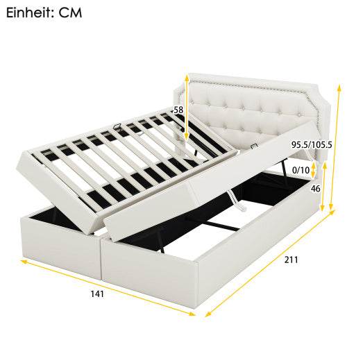 PU Leather & Metal-Framed Double Bed – Sturdy Queen/King Size Bedroom Furniture with Upholstered Headboard – Modern Platform Bed Frame for Home Use - Tarteebstudio