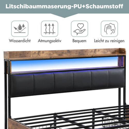 PU Leather & Wood Bed Frame with Slatted Base & Upholstered Headboard – Modern Bedroom Furniture in Queen & King Size – Easy Assembly - Tarteebstudio