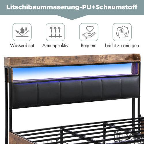 PU Leather & Wood Bed Frame with Slatted Base & Upholstered Headboard – Modern Bedroom Furniture in Queen & King Size – Easy Assembly - Tarteebstudio