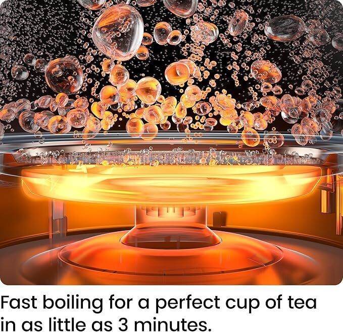1.8L Electric Glass Kettle with LED Light – 360° Rotating Base & Boil-Dry Protection – Stylish Black Glass Electric Water Kettle for Home & Office Use - Tarteebstudio