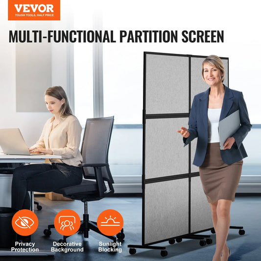 Raumteiler mit Doppelpaneel – Schallschutz-Trennwand für Büro & Homeoffice in Grau | Paravent mit 2 Paneelen für flexible Raumaufteilung & Lärmminderung