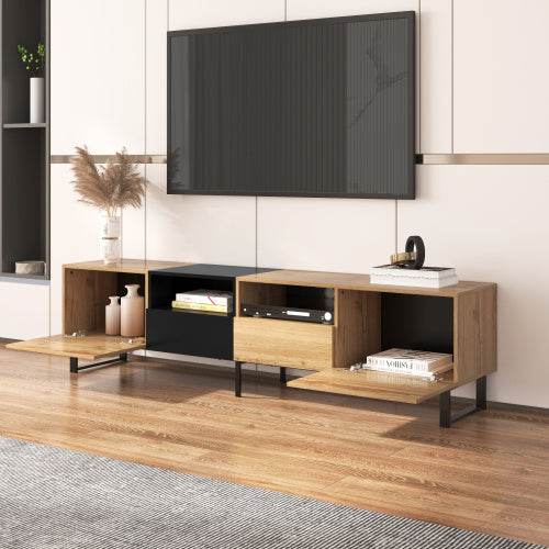 Holz-TV-Ständer – Massiver Fernsehtisch aus Naturholz, Eiche oder Kiefer – Stabiler TV-Board mit Ablagefach, ideal für Wohnzimmer & Heimkino - Tarteebstudio
