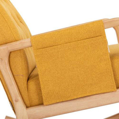 Luxury Linen Rocking Chair with Footrest – Comfortable Armchair for Living Room, Bedroom or Nursery – Elegant Wooden Rocker Chair in Natural Fabric - Tarteebstudio