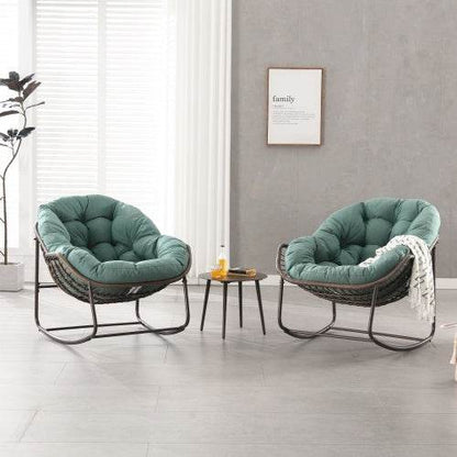 Robuste Metall-Schaukelstühle für Drinnen & Draußen – Bequeme Garten- und Wohnzimmer Stühle mit Polsterung, UV-beständig & Wetterfest – Ideal für Terrasse, Balkon & Wohnraum - Tarteebstudio