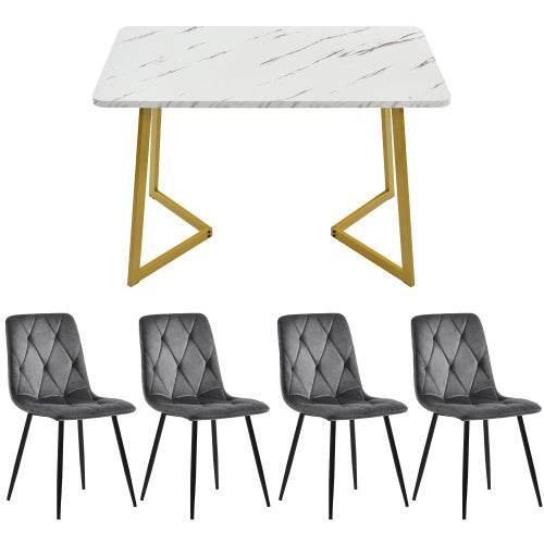 Affordable Fibreboard Dining Table Set – Modern Kitchen & Dining Room Table with 4 or 6 Chairs – MDF Table & Chairs for Home & Office Use - Tarteebstudio