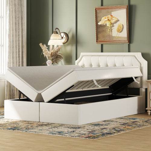 PU Leather & Metal-Framed Double Bed – Sturdy Queen/King Size Bedroom Furniture with Upholstered Headboard – Modern Platform Bed Frame for Home Use - Tarteebstudio