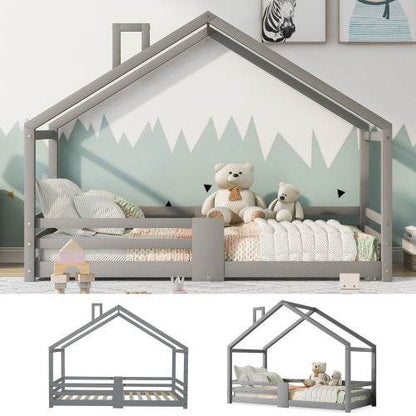 Natural Pine Children's House Bed – Wooden Loft Bed with Playhouse Design – Safe & Sturdy Toddler or Kids Bed in Eco-Friendly Solid Wood - Tarteebstudio