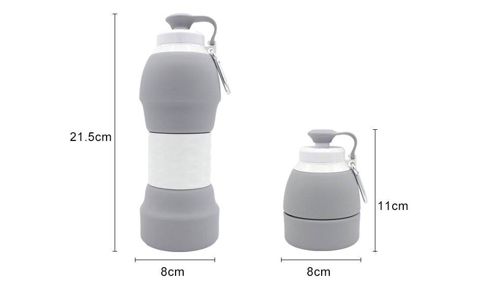Collapsible Silicone Water Bottle – Leak-Proof Foldable Water Bottle 500ml/1L | BPA-Free, Lightweight & Portable Reusable Drinking Bottle for Travel, Gym, Camping or Office Use - Tarteebstudio