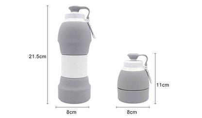 Collapsible Silicone Water Bottle – Leak-Proof Foldable Water Bottle 500ml/1L | BPA-Free, Lightweight & Portable Reusable Drinking Bottle for Travel, Gym, Camping or Office Use - Tarteebstudio
