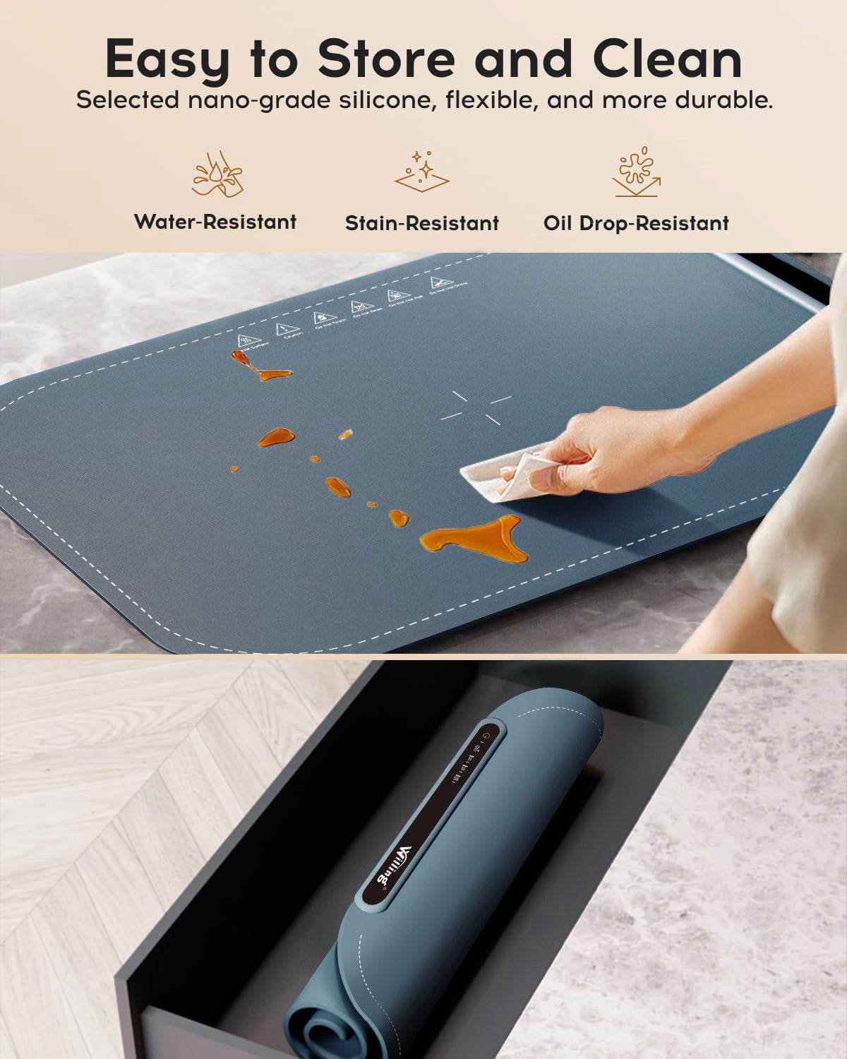 Willing 250W Food Warming Mat – 3 Temperature Settings | Portable Electric Warming Tray for Ceramics, Glass & Stainless Steel Dishes | Ideal for Buffet, Dinner, Party – Navy Blue - Tarteebstudio