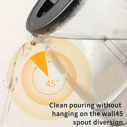 1.8L Electric Glass Kettle with LED Light – 360° Rotating Base & Boil-Dry Protection – Stylish Black Glass Electric Water Kettle for Home & Office Use - Tarteebstudio