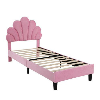 Luxury Velvet Bed for Girls – Upholstered Kids Bed with Button-Tufted Headboard & Wooden/Metal Frame – Sturdy Single Bed (90x200cm) for Bedroom or Nursery - Tarteebstudio