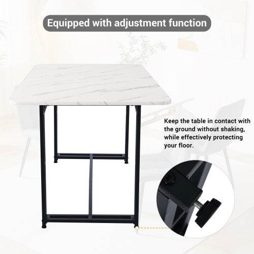 Modern Metal Frame Rectangular Dining Table – Stylish Kitchen & Living Room Table with Steel Legs – Available in Wood, MDF or Glass Top - Tarteebstudio